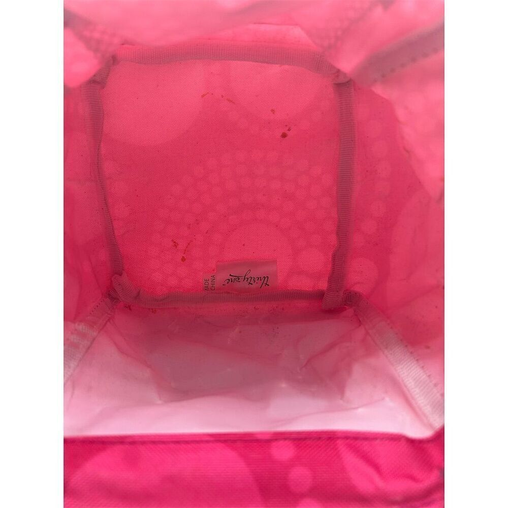 Thirty-One Hot Pink Polka Dot Tote Bag Unisex with Mesh Pocket - Picture 3 of 3